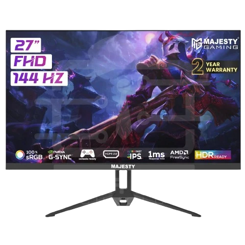 Majesty 27 Inch FHD Gaming Monitor 144Hz 1ms IPS HDR G-SYNC & FreeSync HDMI DP VESA