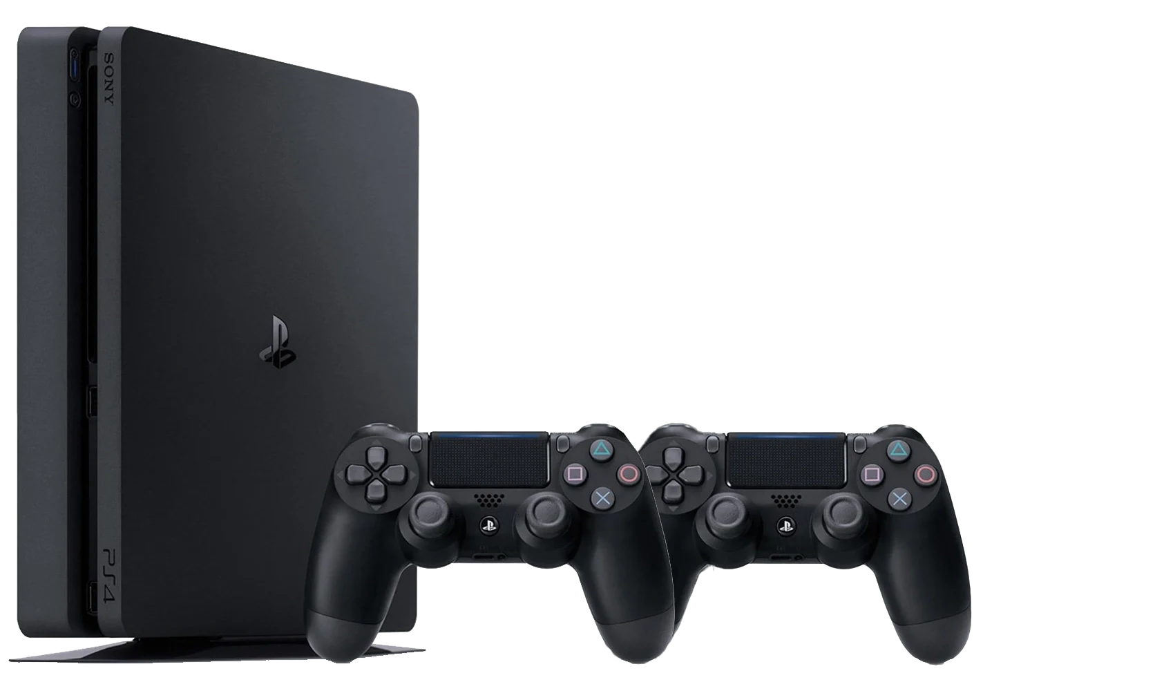 PS4 SLIM 1TERA (مع قبضتين أورجينال) مستعملة ومعدلة على ألعاب جاهزة